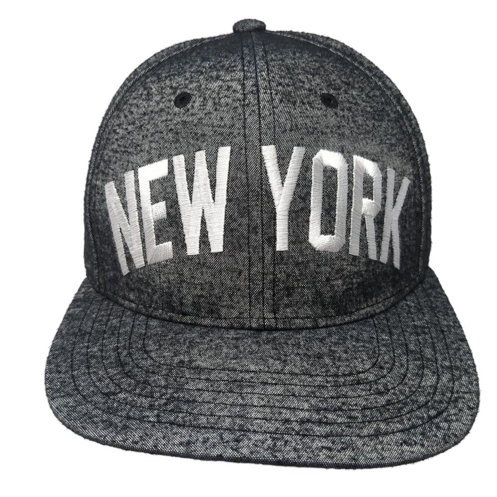 New York Snapback Cap Gray One Size Adjustable Embroidered Vented Holes Elidan